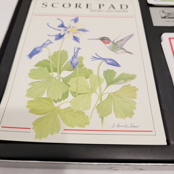 Vtg Bridge Card Game Set Cape Shore Humming Birds Tally Score Pad - Picture 2 of 5